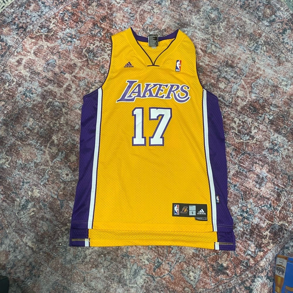 adidas Los Angeles Lakers Andrew Bynum Gold & Purple #17 Basketball Jersey
